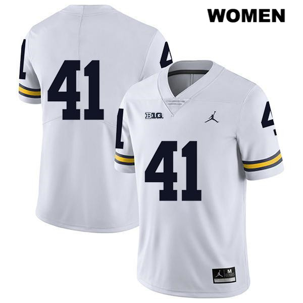 Women's NCAA Michigan Wolverines Adam Fakih #41 No Name White Jordan Brand Authentic Stitched Legend Football College Jersey QS25J02DC